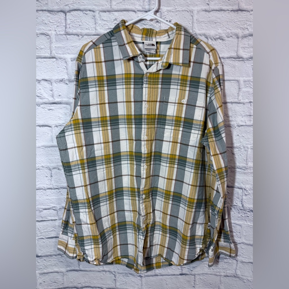The North Face Men's Plaid Shirt in Green and Yellow, XL
